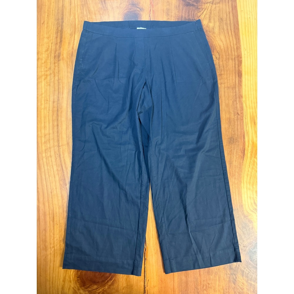 NEW J.Jill  Women's Pants 22 Plus Size Wide Leg NAVY BLUE Cotton Side zip P3-5
